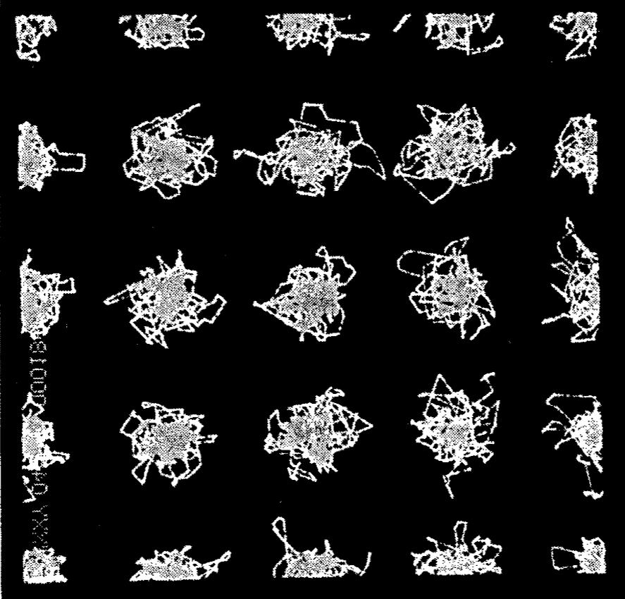 An early molecular dynamics simulation. Source: Alder and Wainright, J. Chem. Phys, 31(2):459-466 (1959).